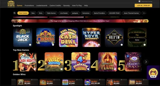 Golden Nugget Online Casino Home screenshot